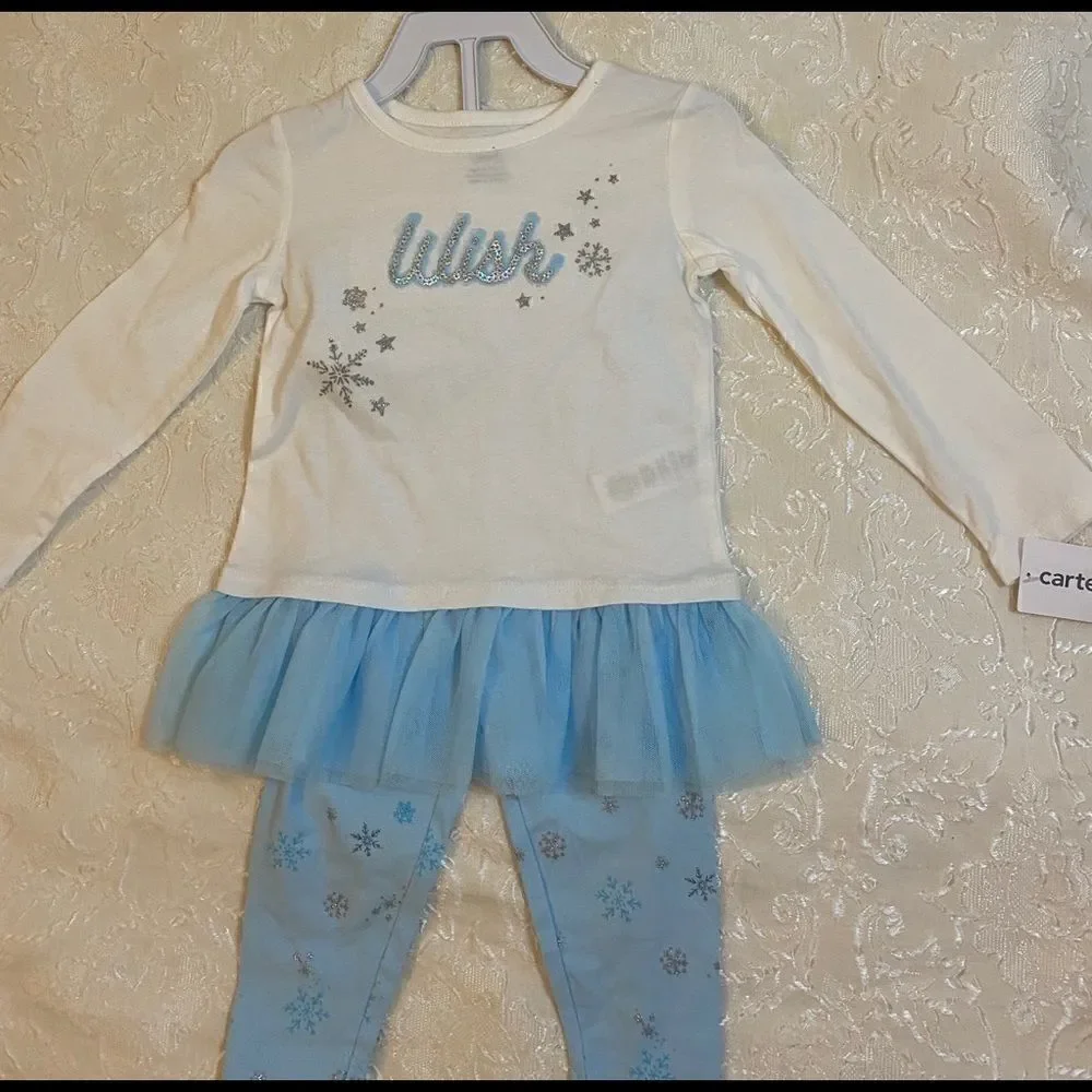Carter’s 2 piece wish top & snowflake leggings set